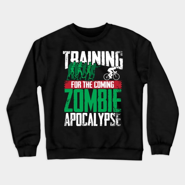 Training For The Zombie Apocalypse Cycling Crewneck Sweatshirt by thingsandthings